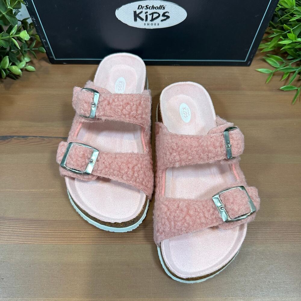 Dr. Scholl's Girls Blaire Buckle Faux Fur Sandals Size 1